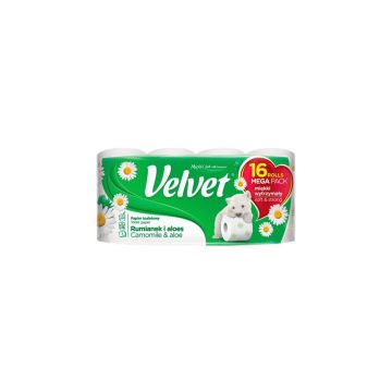 Papier Toaletowy celulozowy VELVET Rumianek i Aloes 3-warstwowy biały 16szt.