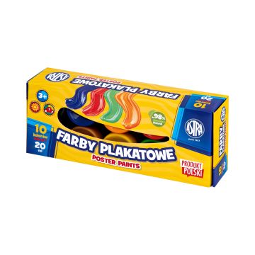 Farby plakatowe Astra 10 kolorów po 20 ml zestaw standardowy