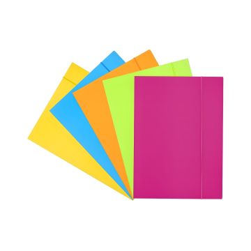 Teczka z gumką OFFICE PRODUCTS Fluo soft touch A4 320gsm 3-skrzydkowa mix kolorów