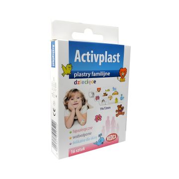 ACTIVPLAST Plastry Familijne Dziecięce 19x72mm 16 szt. – Delikatne Opatrunki dla Dzieci