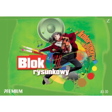Blok Rysunkowy Kolorowy A3 KRESKA 30 Kartek 80g PREMIUM