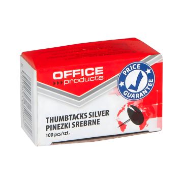 Pinezki klasyczne OFFICE PRODUCTS srebrne 100 sztuk do biura i eventów