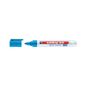 Marker do powierzchni szklanych Edding E-95, pędzel 1,5-3 mm, błękitny