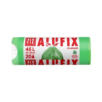 Worki na śmieci ze ściągaczem ALUFIX HDPE zielone 45l 60x60cm 20 sztuk