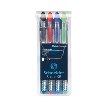 Zestaw długopisów Schneider Slider Basic extra bold 4 sztuki miks kolorów podstawowych