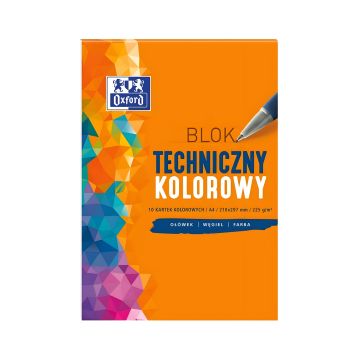 Blok techniczny kolorowy Oxford format A4 10 kartek