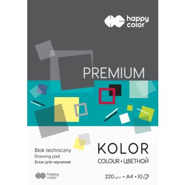 Blok techniczny premium Happy Color kolorowy A4 220g 10 arkuszy