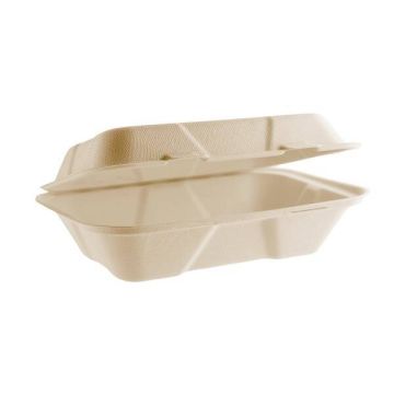 Menubox z trzciny cukrowej niedzielony naturalny 22,8 x 15,5 x 7,4 cm 50 szt.