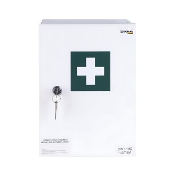 Apteczka ścienna stalowa DONAU SAFETY DIN 13157 +A biała 30,2x22x12 cm