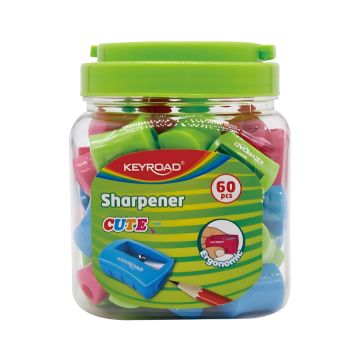Temperówka KEYROAD Cute plastikowa pojedyncza z tubą mix kolorów