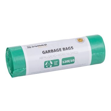 Worki na śmieci DONAU HOME, do segregacji, szkło (LDPE), 120l, 10 szt., zielone