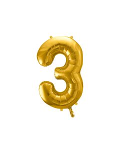 Balon Foliowy Cyfra "3" Złoty 86cm