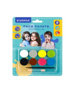 Farby do twarzy z akcesoriami motyw zwierzęcy 8 kolor&oacute;w zestaw dla animator&oacute;w