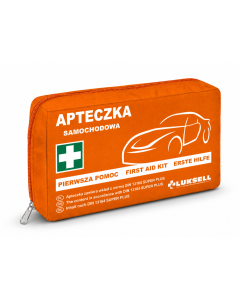 Apteczka samochodowa w nylonowej saszetce DIN 13164 &ndash; kompaktowa apteczka do auta zgodna z normą UE, bez ustnika