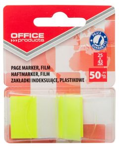 Zakładki indeksujące OFFICE PRODUCTS, PP, 25x43mm, 1x50 kart., blister, ż&oacute;łte