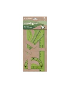 Zestaw linijek geometrycznych ECONOVO z recyklingu zielony 30cm 4 sztuki