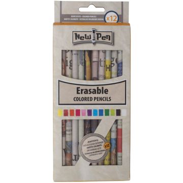 Zmazywalne kolorowe kredki New Pen 12 sztuk