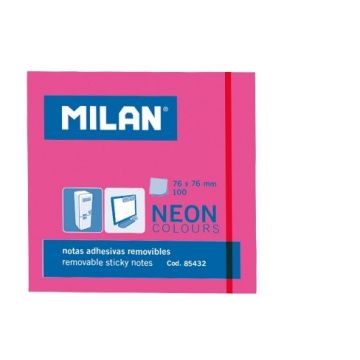 Bloczki samoprzylepne MILAN, różowe neonowe, 76x76, 10 sztuk