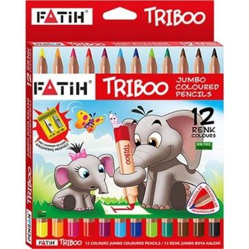 Kredki ołówkowe Fatih Triboo Jumbo 12 kolorów z temperówką