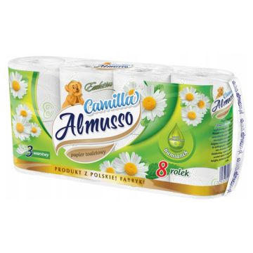Papier toaletowy Almusso Camiolla biały, celuloza, 3-warstwowy, rumiankowy, 8 rolek