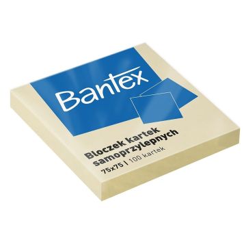 Karteczki samoprzylepne BANTEX 75 x 75 mm żółte, 10 sztuk