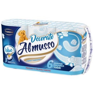 Almusso Decorato Niebieski Papier Toaletowy 3-Warstwowy 6 Rolek
