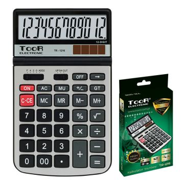 Kalkulator TOOR TR-1216, 12 pozycyjny, podwójne zasilanie