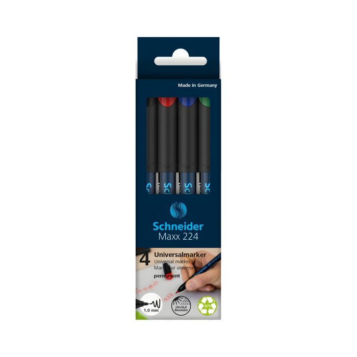 Zestaw\u0020marker\u00F3w\u0020permanentnych\u0020Schneider\u0020Maxx\u0020224\u0020\u015Brednia\u0020ko\u0144c\u00F3wka\u00201,0\u0020mm\u00204\u0020sztuki\u0020miks\u0020kolor\u00F3w\u0020\u002D\u0020zdj\u0119cie\u00201