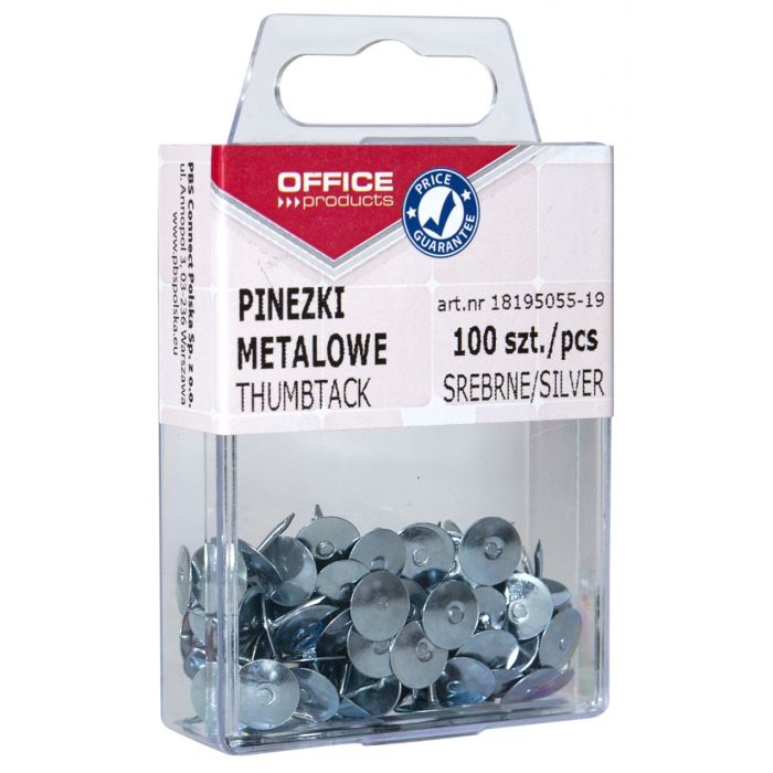 Pinezki\u0020metalowe\u0020OFFICE\u0020PRODUCTS\u0020srebrne\u0020w\u0020pude\u0142ku\u0020100\u0020sztuk\u0020do\u0020biura\u0020i\u0020event\u00F3w\u0020\u002D\u0020zdj\u0119cie\u00201