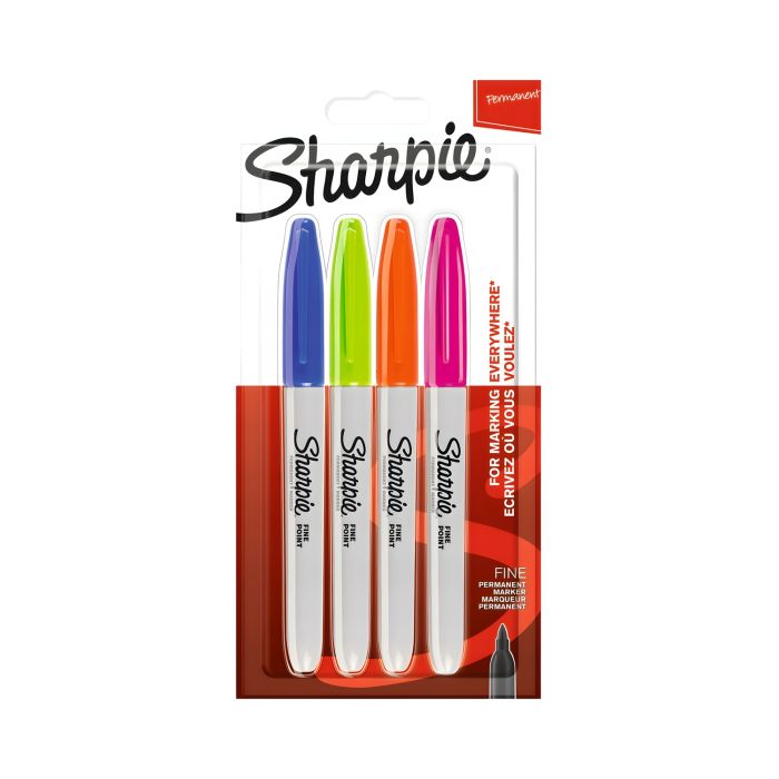 Marker\u0020permanentny\u0020Sharpie\u0020Fine\u0020zestaw\u00204\u0020kolory\u0020ko\u0144c\u00F3wka\u0020okr\u0105g\u0142a\u0020\u002D\u0020zdj\u0119cie\u00201