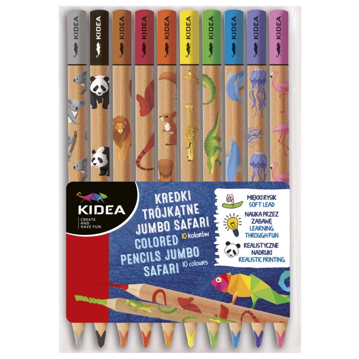 Kredki\u0020tr\u00F3jk\u0105tne\u0020Jumbo\u0020Safari\u0020Kidea\u002010\u0020kolor\u00F3w\u0020zestaw\u0020dla\u0020dzieci\u0020\u002D\u0020zdj\u0119cie\u00201
