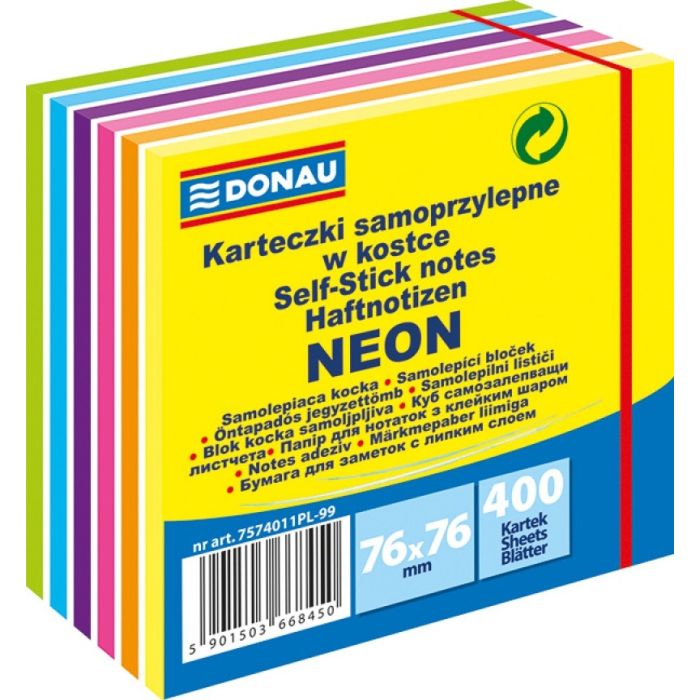 Kostka\u0020samoprzylepna\u0020DONAU,\u002076x76mm,\u0020neon,\u00201x400\u0020kart.,\u0020mix\u0020kolor\u00F3w\u0020\u002D\u0020zdj\u0119cie\u00201