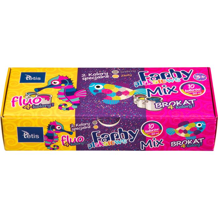 Farby\u0020Plakatowe\u0020Mix\u0020Fluo\u002FBrokat\u002010ml\u0020\u002D\u002010\u0020Kolor\u00F3w\u0020TETIS\u0020KF004\u002DC\u0020\u002D\u0020zdj\u0119cie\u00201