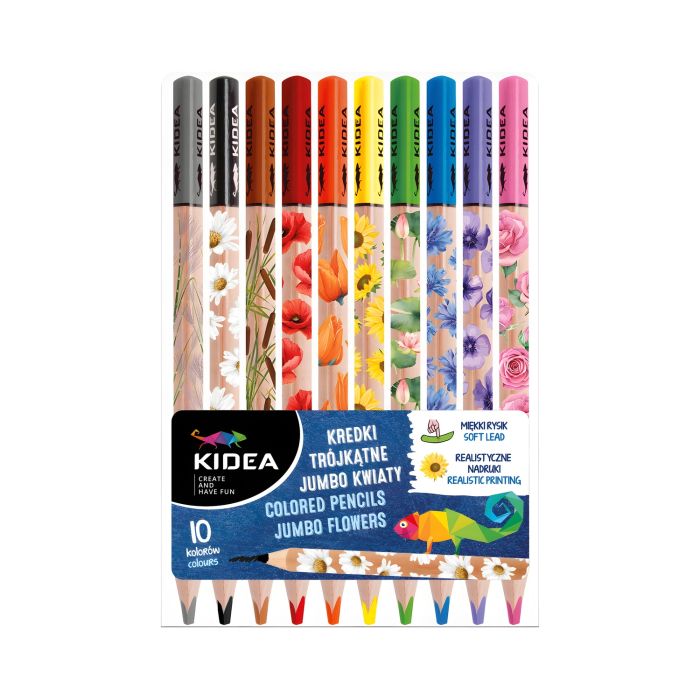 Kredki trójkątne Jumbo Kidea 10 kolorów