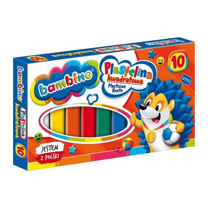 Plastelina kwadratowa BAMBINO, 10 kolorów