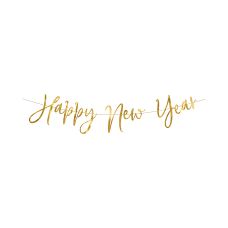 Baner Dekoracyjny Happy New Year Złoty Lustrzany 66x18 cm