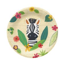 Talerz papierowy okrągły z motywem Jungle Friends średnica 23 cm 8 sztuk