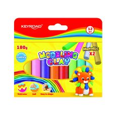 Plastelina KEYROAD okrągła 12 kolorów 15g zestaw 12 sztuk w pudełku