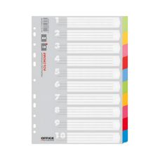 Przekładki kartonowe OFFICE PRODUCTS A4 223x297mm 10 szt mix kolorów