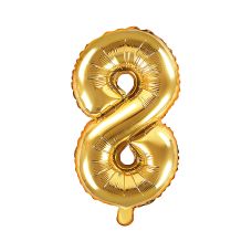 Balon Foliowy Cyfra 8 Złoty 35cm do Napełniania Powietrzem