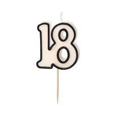 Świeczka Urodzinowa Liczba 18 Biało-Czarna 5,5cm