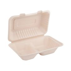 Menubox z trzciny cukrowowej dwuwarstwowy bez przegród 1000 ml 22,7 x 15,2 x 7,6 cm 50 szt.