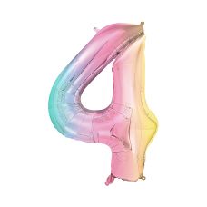 Balon Foliowy Cyfra 4 Pastelowy Tęczowy 86 cm