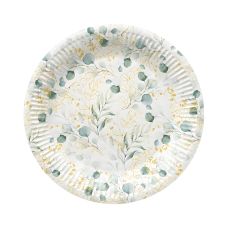Talerz papierowy okrągły z wzorem Eucalyptus średnica 23 cm 8 sztuk