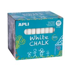 Kreda szkolna okrągła, Apli, 9X80mm, 100 sztuk biała