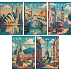 Zeszyt A5 60 kartek w linię z marginesem 70g RETRO CITY Herlitz