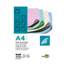 Papier kolorowy LIDERPAPEL, 4x pastelowy, 100 arkuszy, mix kolorów