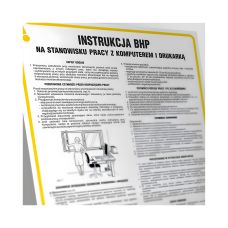 Znak BHP Instrukcja postępowania na stanowisku pracy z komputerem i drukarką 245x350mm