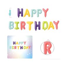 Balony foliowe Happy Birthday napis mix kolorów 40 cm 1 sztuka