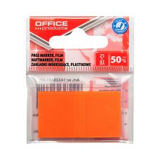 Zakładki indeksujące OFFICE PRODUCTS, PP, 25x43mm, 1x50 kart., zawieszka, pomarańczowe